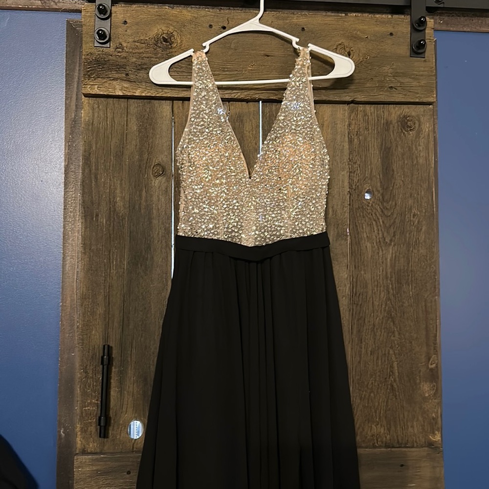 Nude Sequin with black bottom prom/pageant/party dress